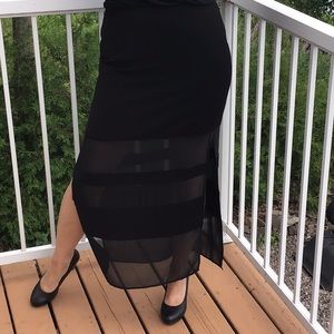 DKNYC Long Sheer Panel Skirt, 8